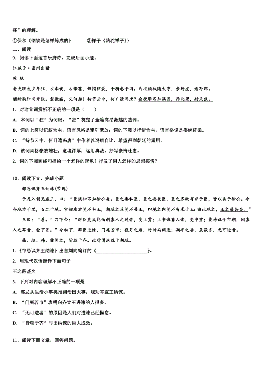 陕西省咸阳市武功县2023学年中考语文考前最后一卷(含答案解析）.doc_第3页