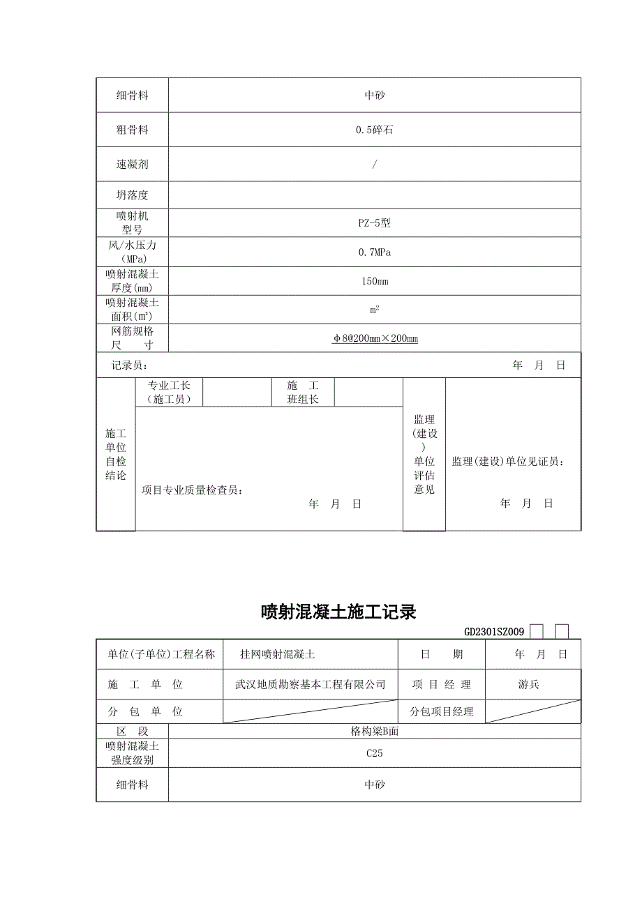 喷射混凝土施工记录_第4页