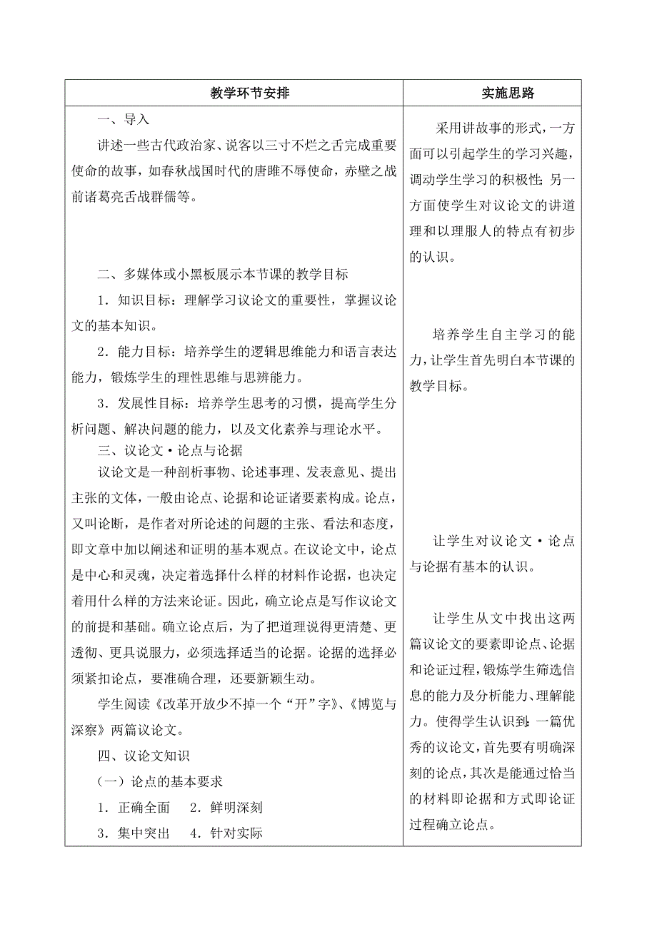 中职语文基础下册《写作——议论文&#183;论点与论据》word教案【精品教案】_第2页