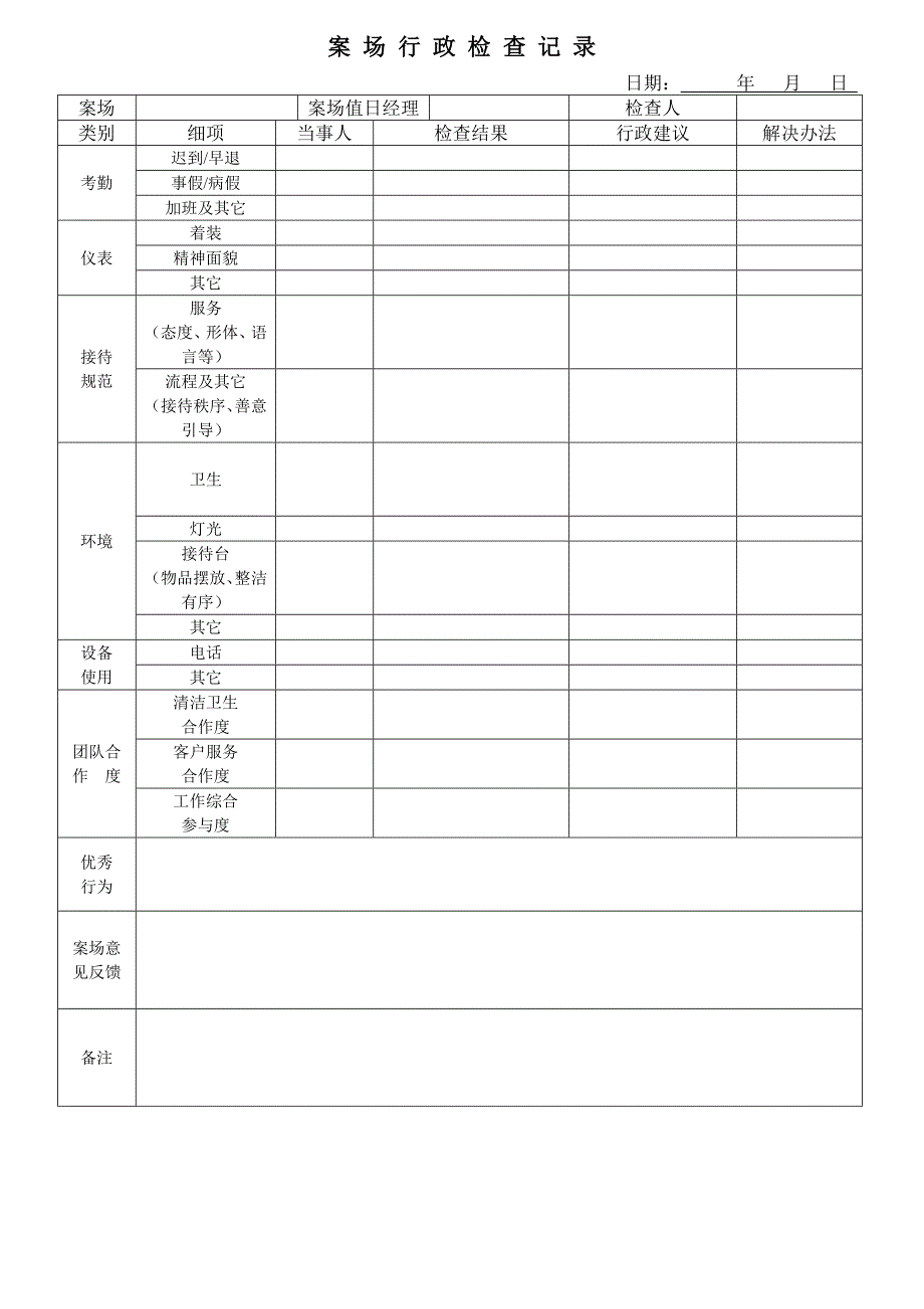 案场行政检查记录_第1页