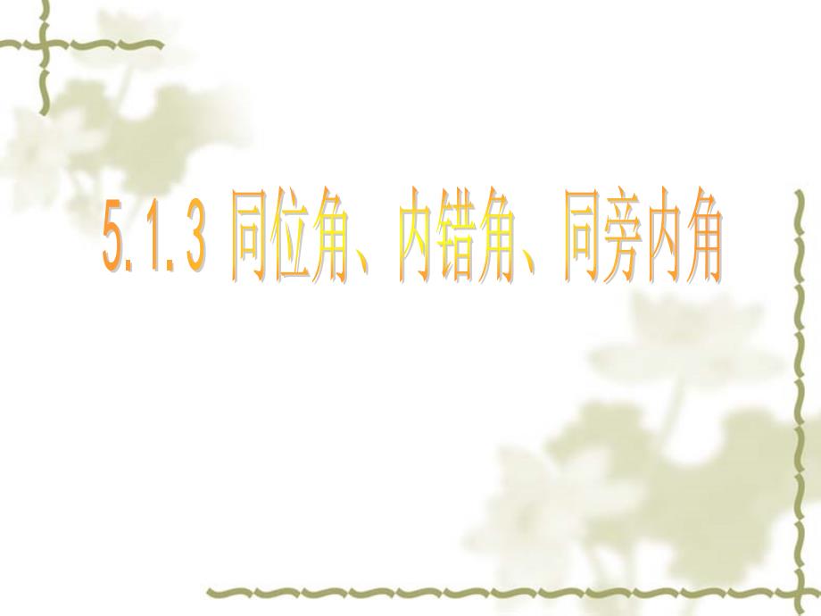 《513同位角、内错角、同旁内角》课件（七年级）_第1页