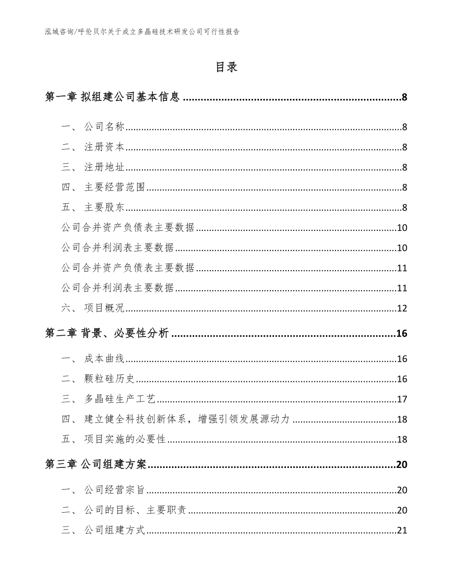 呼伦贝尔关于成立多晶硅技术研发公司可行性报告【范文参考】_第2页