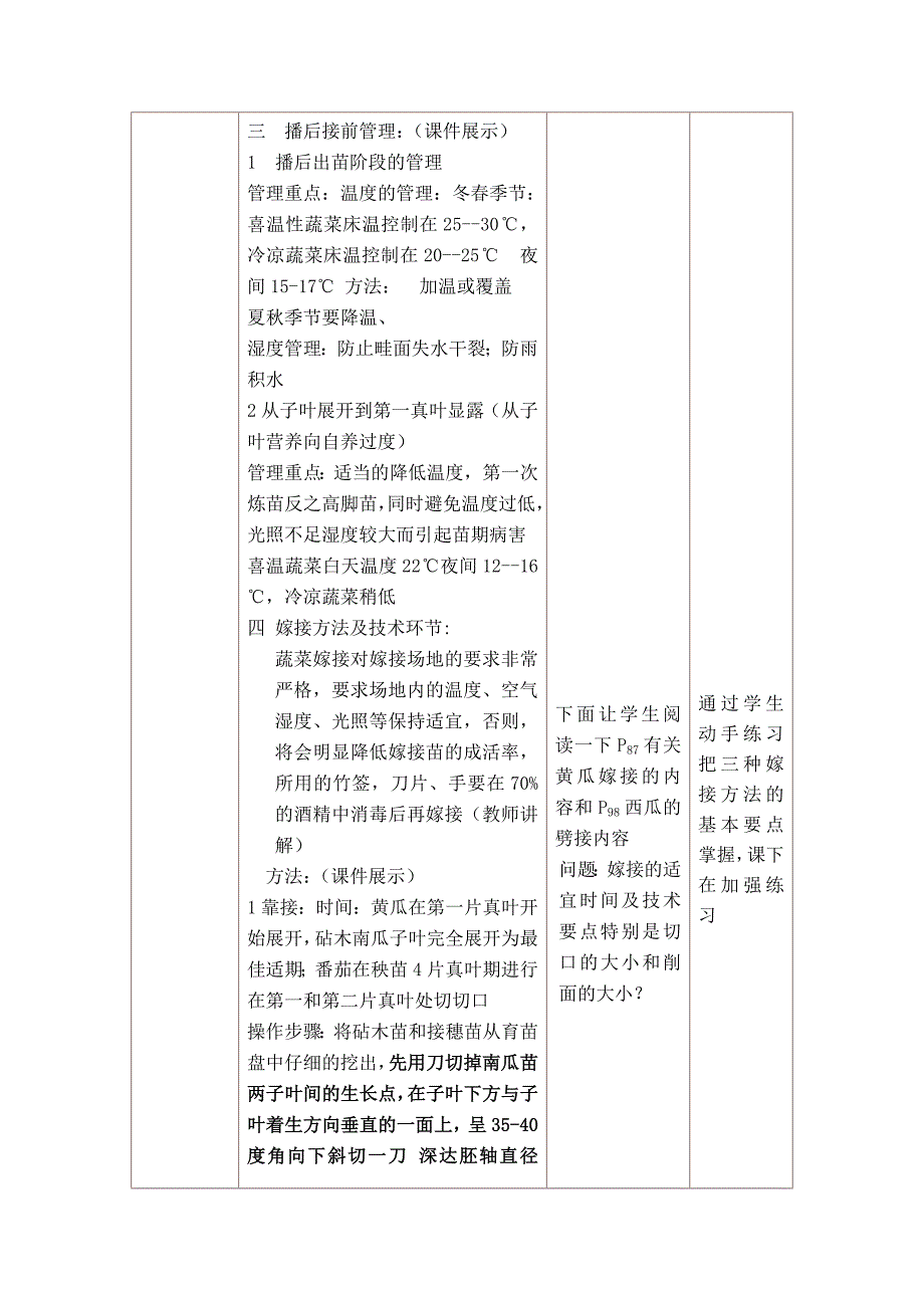 蔬菜嫁接育苗教学设计与反思全_第4页