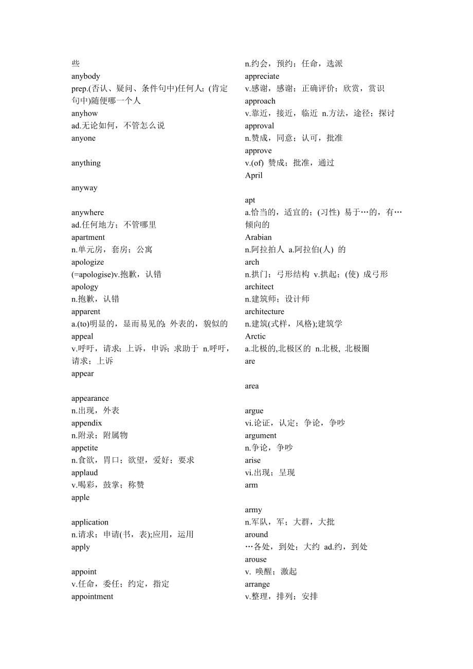 英语学习_PETS公共英语三级大纲词汇(4107个)_必备_第5页