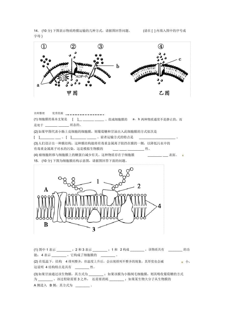 必修一第四章末检测试卷_第5页