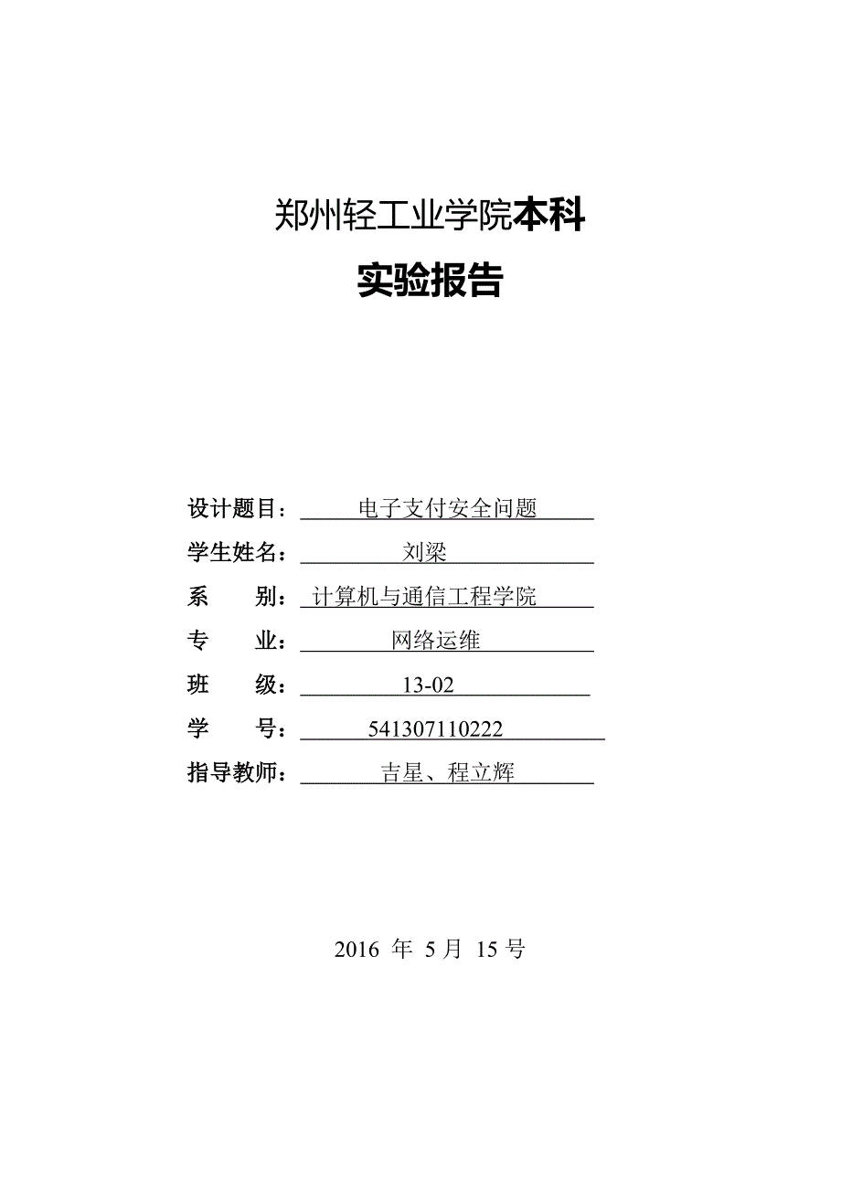 电子支付安全问题学年论文_第1页