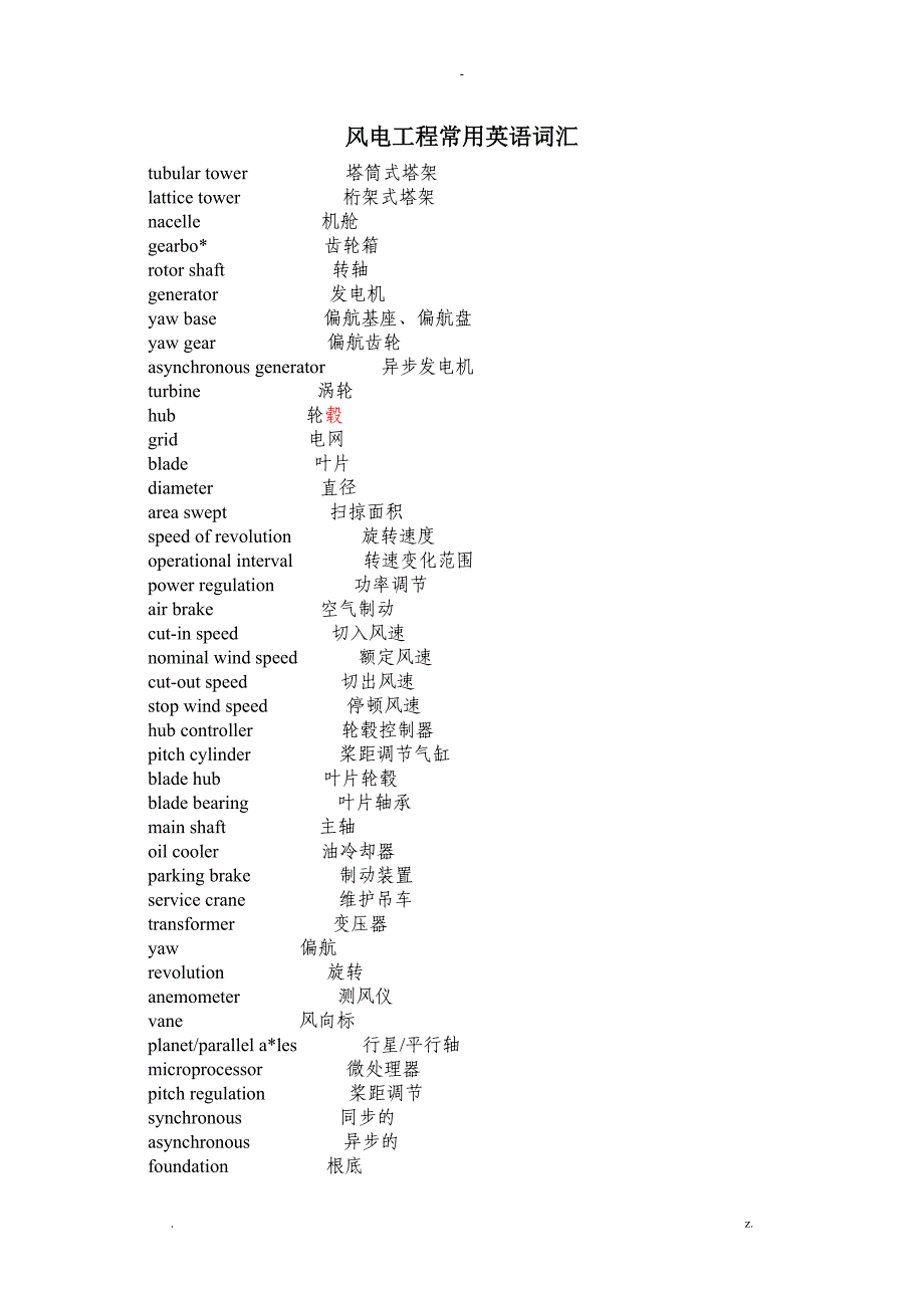 风力发电常用英语词汇_第1页