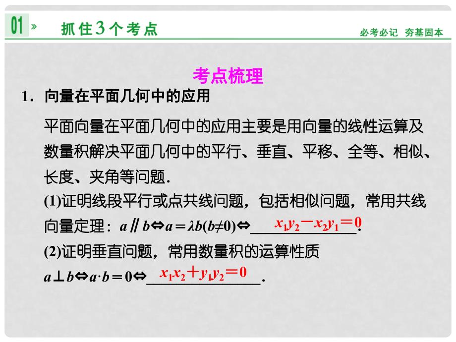 高考数学一轮复习 第五章 第4讲 平面向量的综合应用配套课件 理 新人教A版_第2页