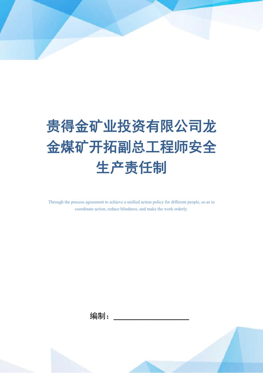 某煤矿企业开拓副总工程师安全生产责任制_第1页