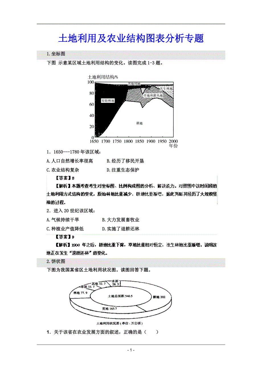 高考名师地理试题：知识点16土地利用及农业结构图表分析专题.doc_第1页