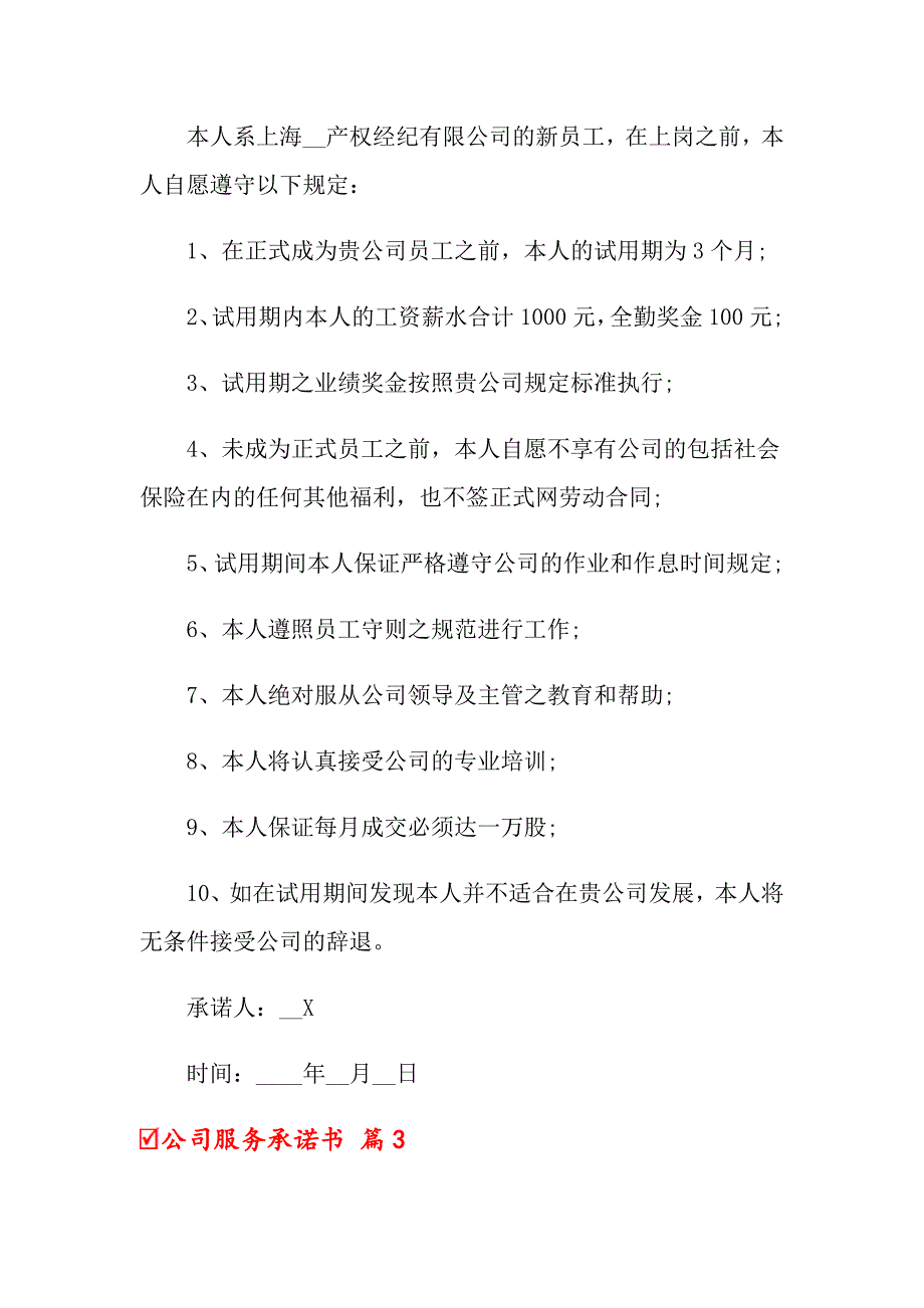 公司服务承诺书范文5篇_第3页