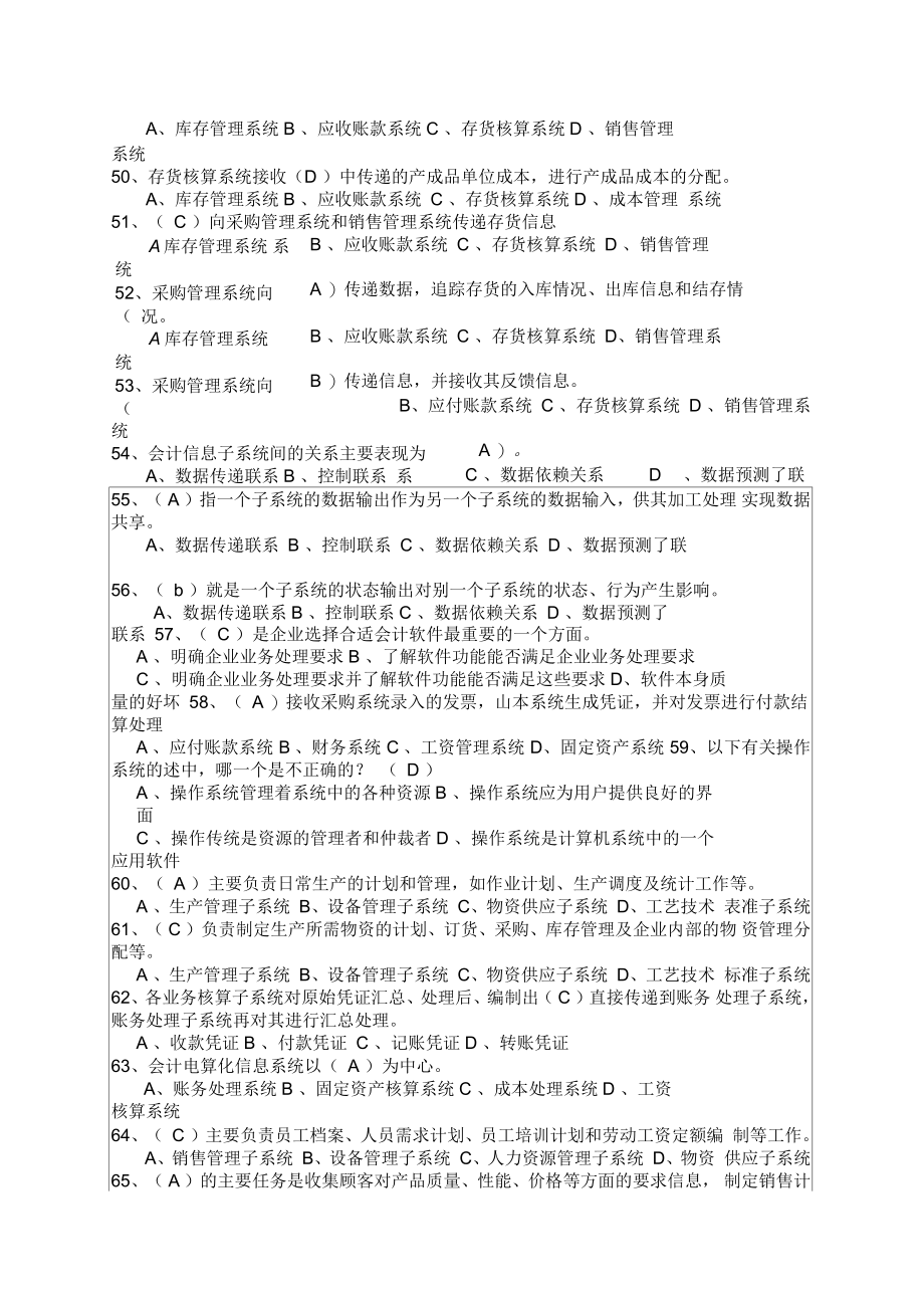 会计从业资格考试第三次会计电算化考试练习题资料答案_第4页