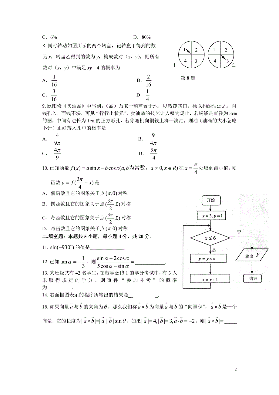 2011年上学期高一期末试卷_第2页