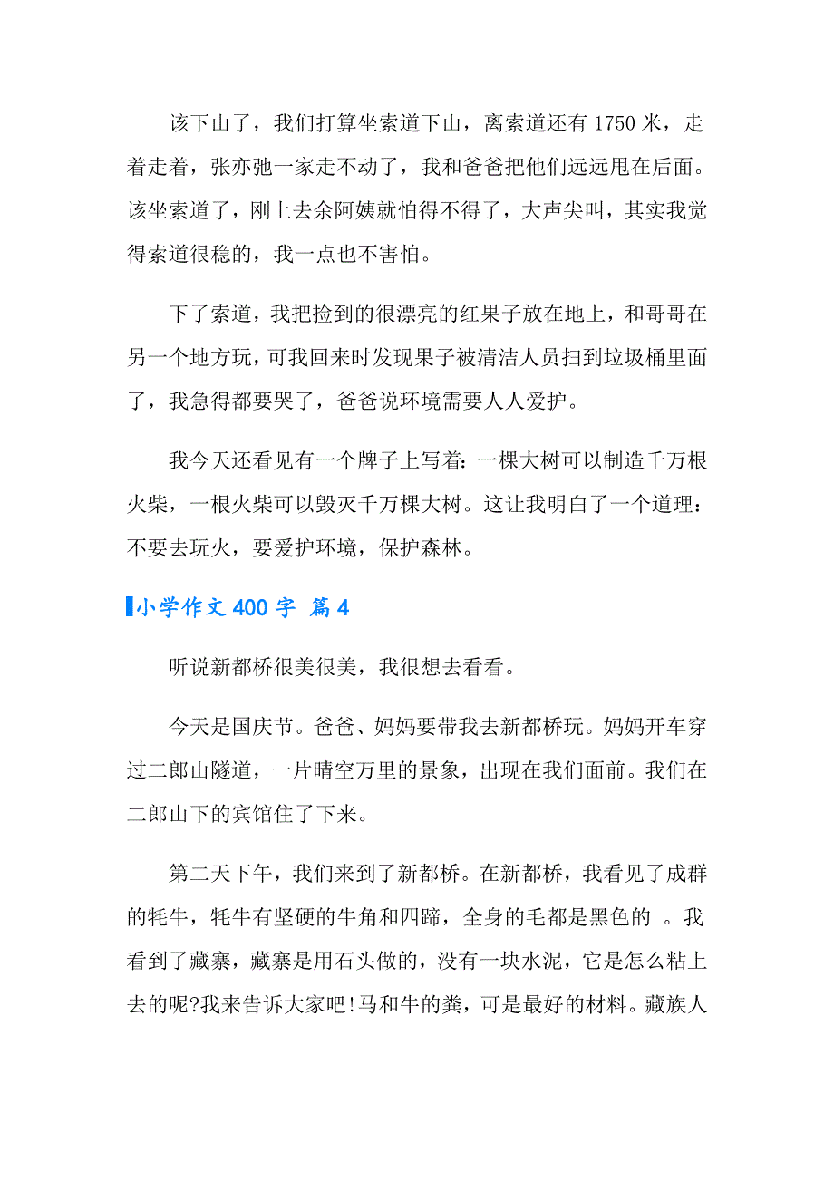 2022小学作文400字集合6篇（精选汇编）_第4页