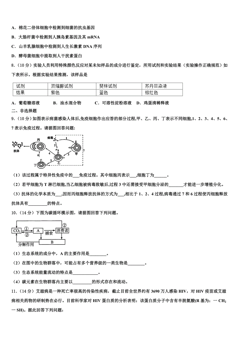 2023届湖北省武汉市汉口北高中高二生物第二学期期末监测试题（含解析）.doc_第2页