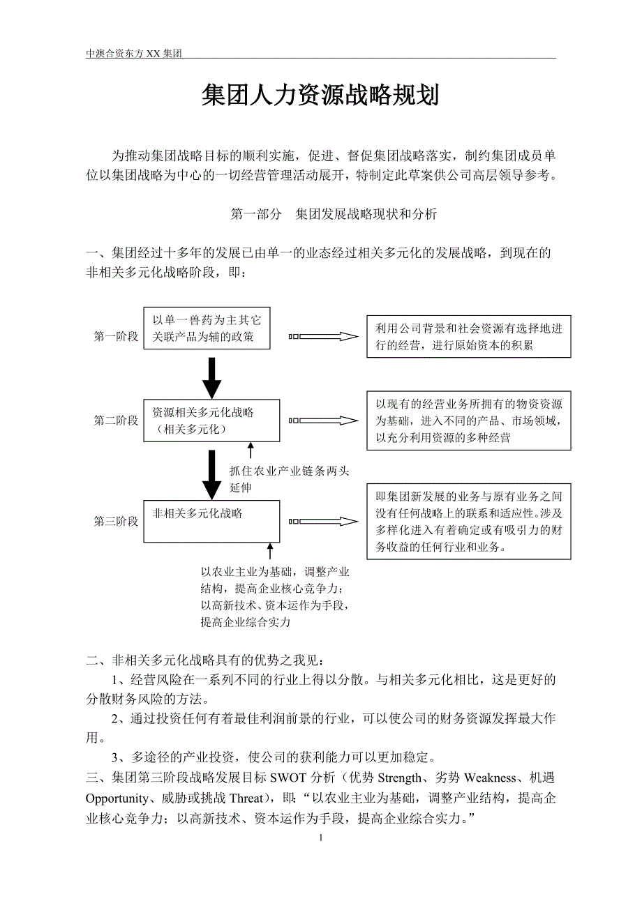 集团多元化公司人力资源战略规划.doc_第1页