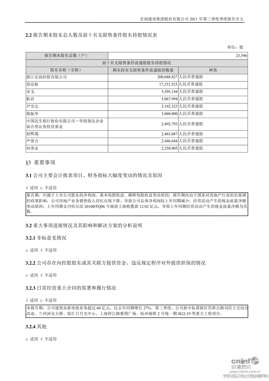 宏润建设：第三季度报告全文_第2页