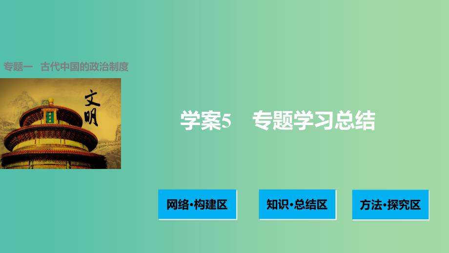 高中历史 专题一 古代中国的政治制度 5 专题学习总结课件 人民版必修1.ppt_第1页