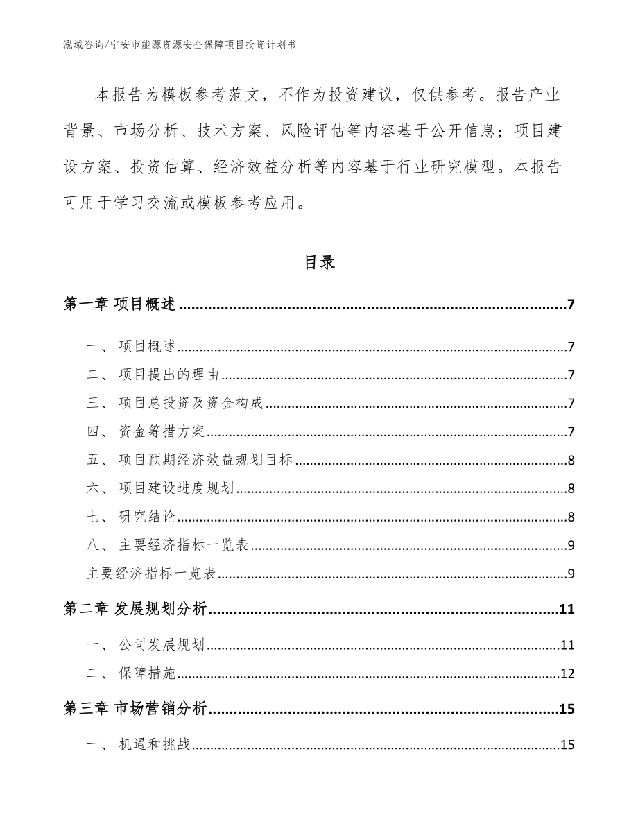 宁安市能源资源安全保障项目投资计划书_第2页