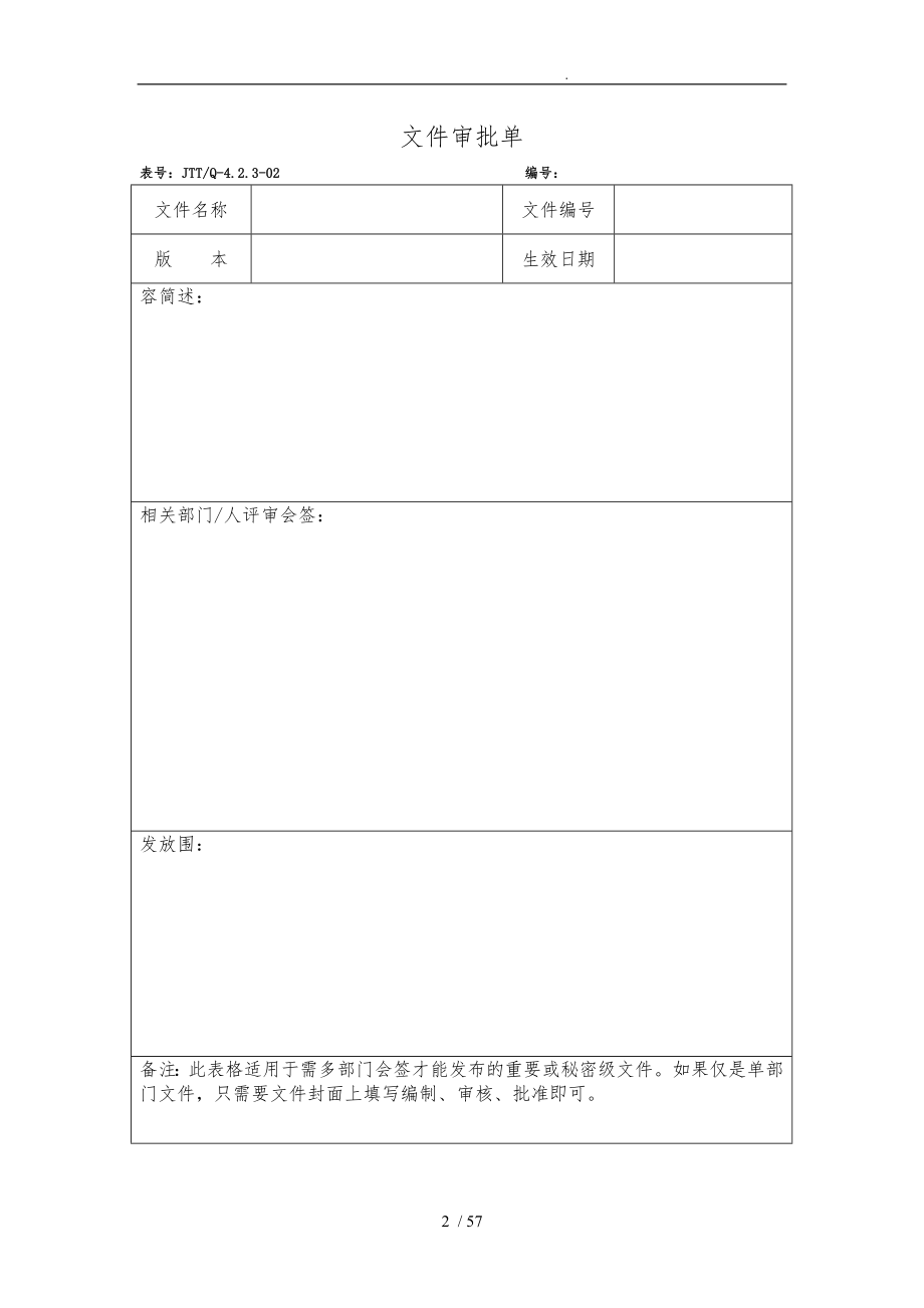 ISO9001体系各部门运行全表格模板_第2页