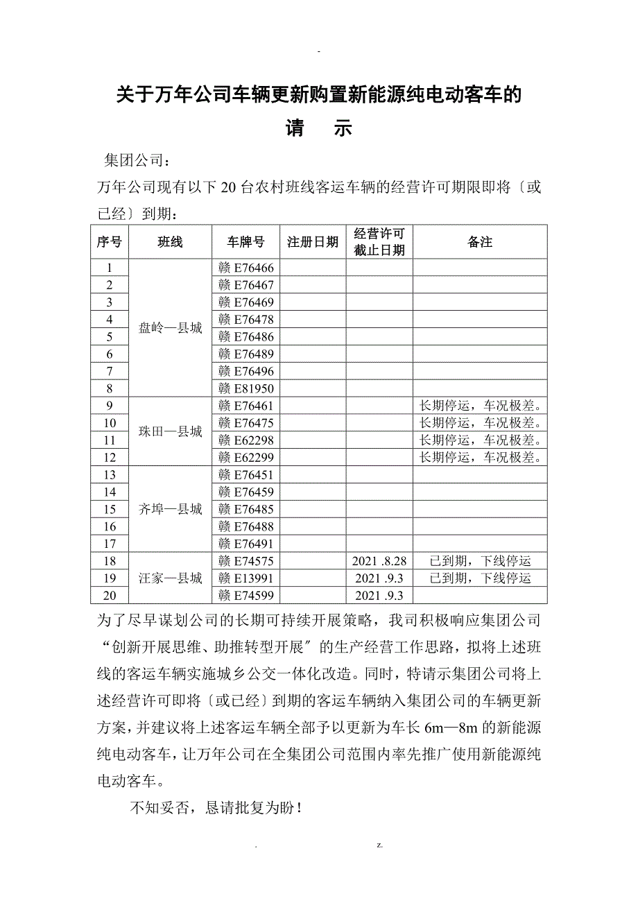 纯电动客车经营项目的可行性报告(公车经营)_第1页