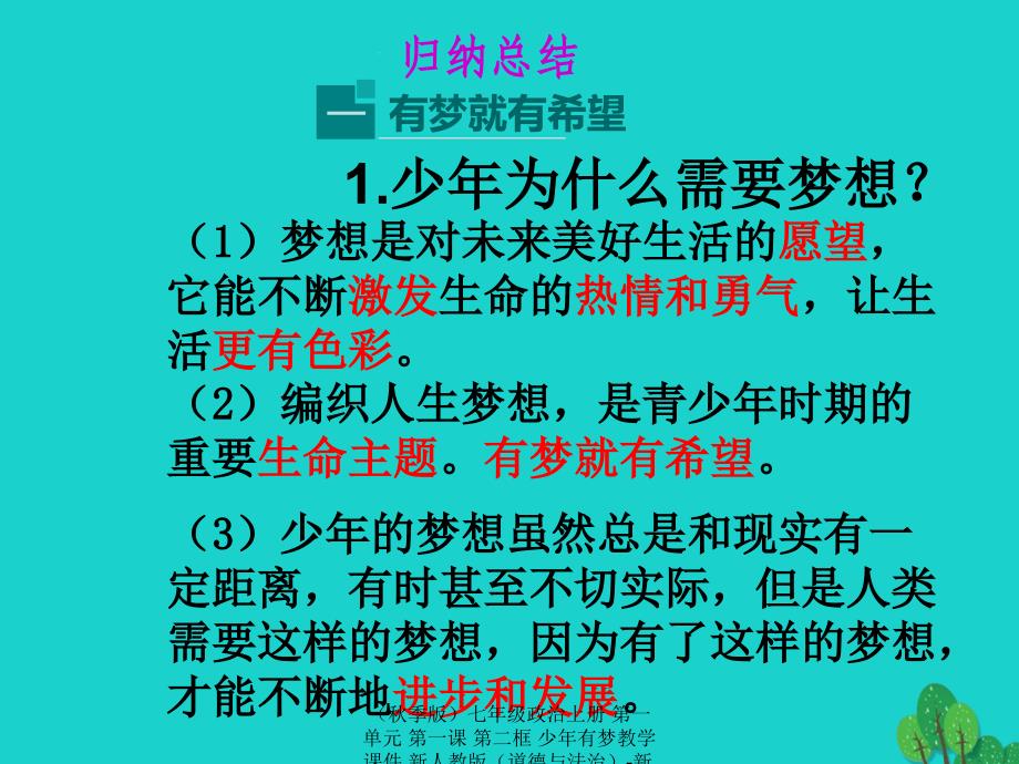 最新七年政治上册第一单元第一课第二框少年有梦教学课件新人教版道德与法治新人教版初中七年上册政治课件_第3页