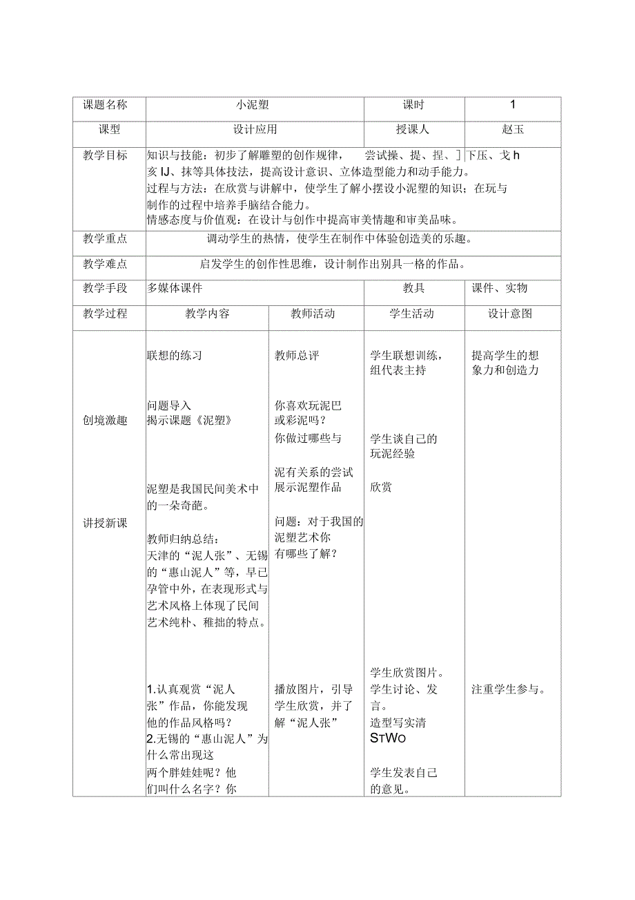 《小泥塑造型》教案_第1页