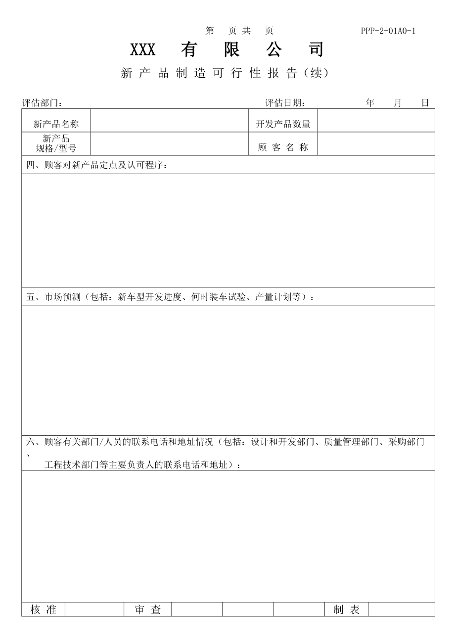 新 产 品 制 造 可 行 性 报 告含设计—表单()（天选打工人）.docx_第2页