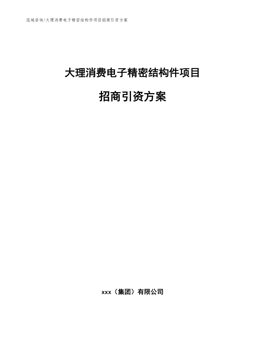 大理消费电子精密结构件项目招商引资方案【范文】_第1页