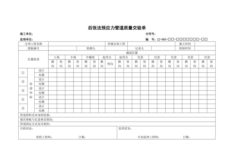 桥梁总体现场质量检验表(检验总表)_第5页