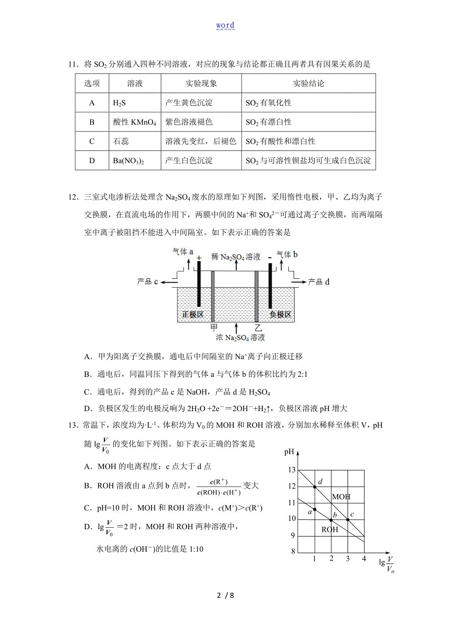 2018届广州市高三年级调研测试(化学)_第2页