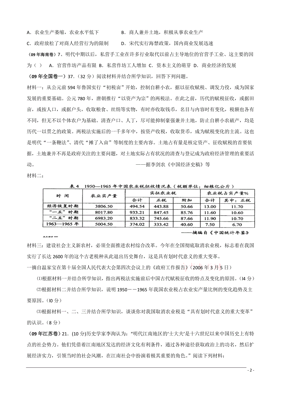 新人教版高中历史必修二高考精选试题汇总　全册_第2页