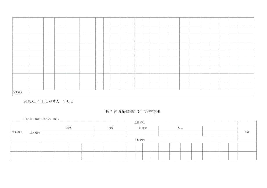 压力管道焊接施工检查记录表_第5页