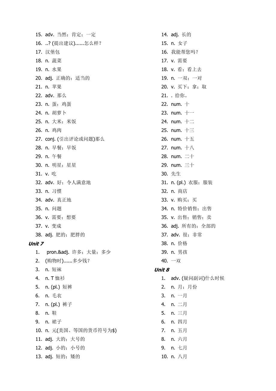 新版人教版七年级上册英语单词表考试版_第5页