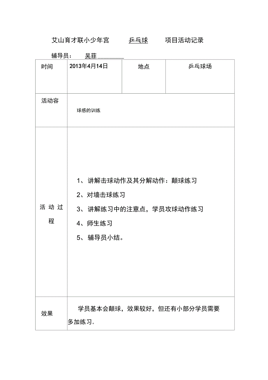 少年宫乒乓球精彩活动记录簿_第2页