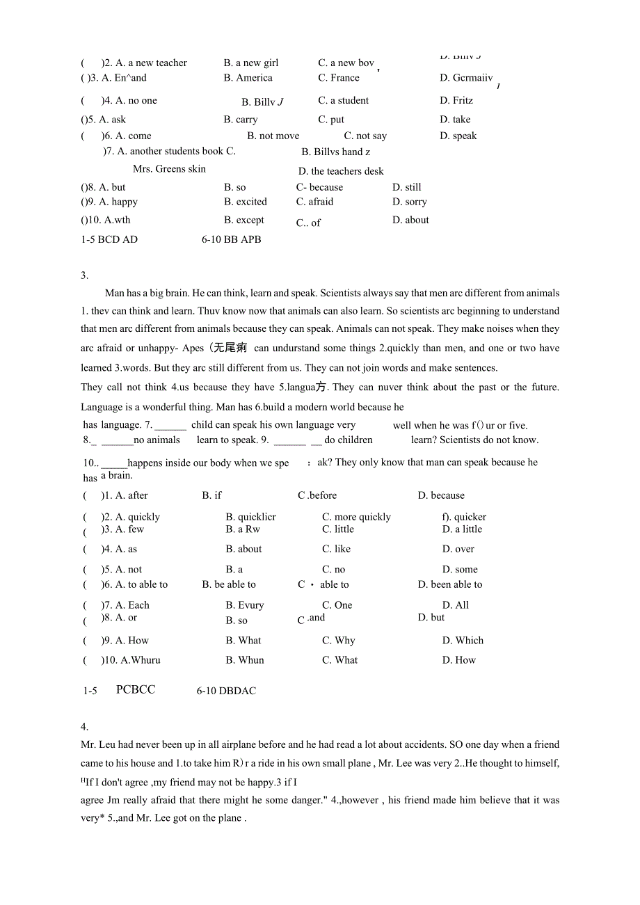 初三英语完形填和阅读理解_第2页