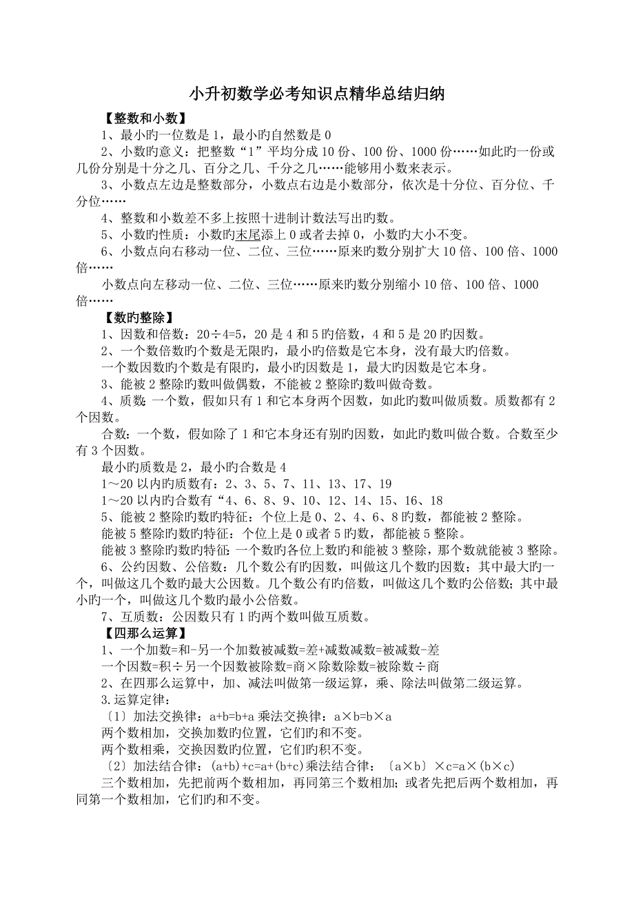 小升初数学必考知识点精华总结归纳_第1页