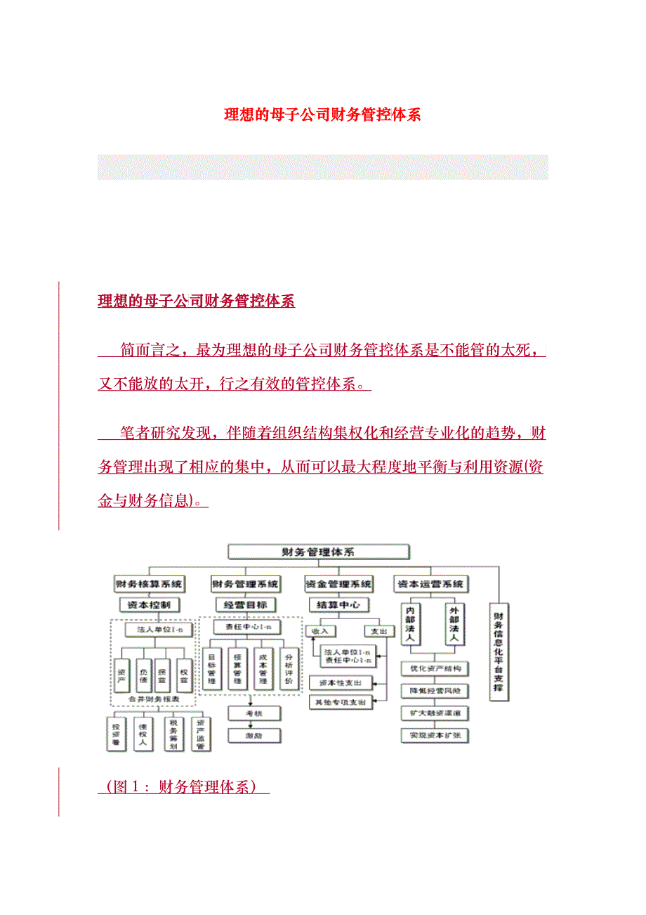 理想的母子公司财务管控体系_第1页