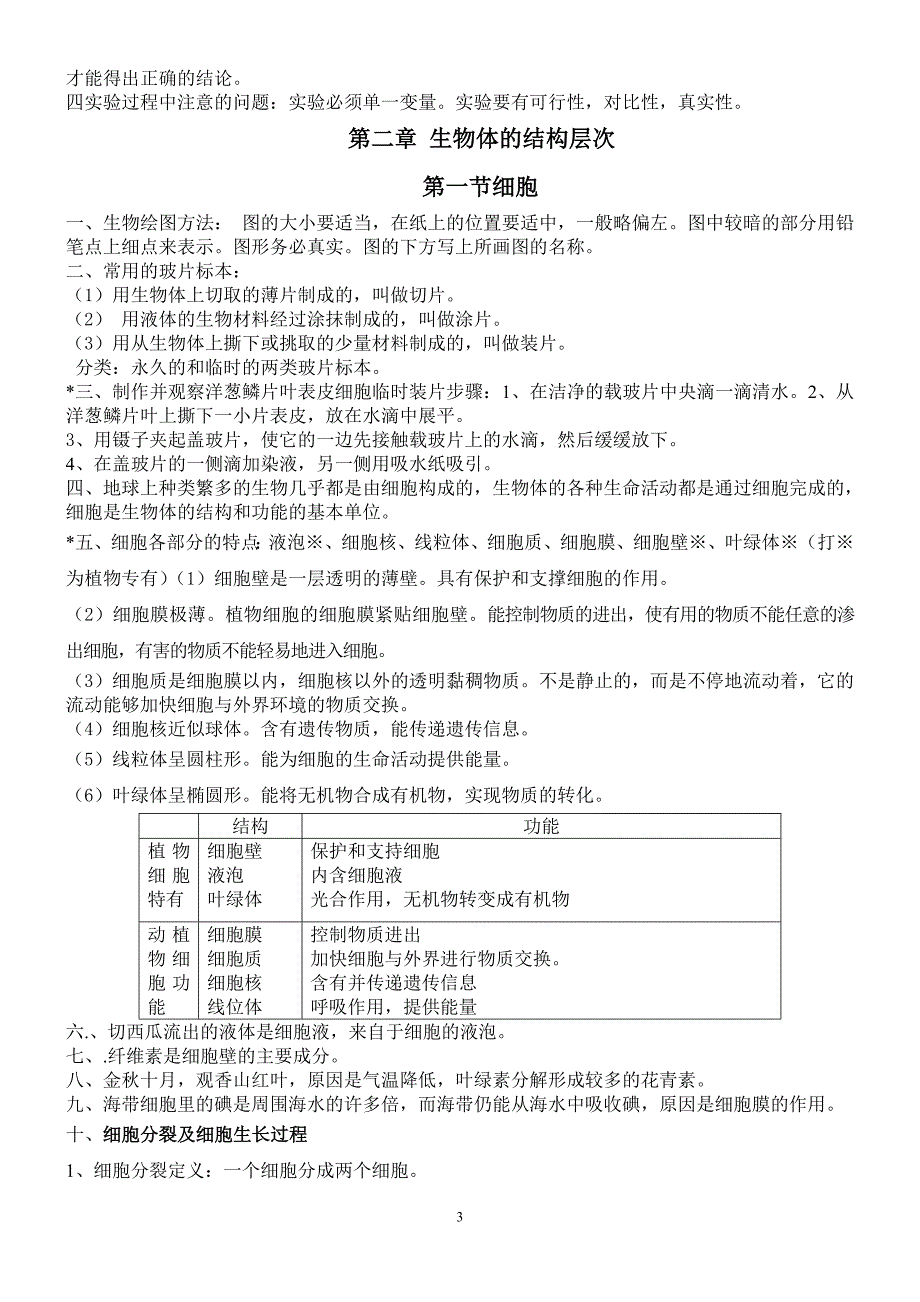 冀教版七年级上册生物复习提纲.doc_第3页