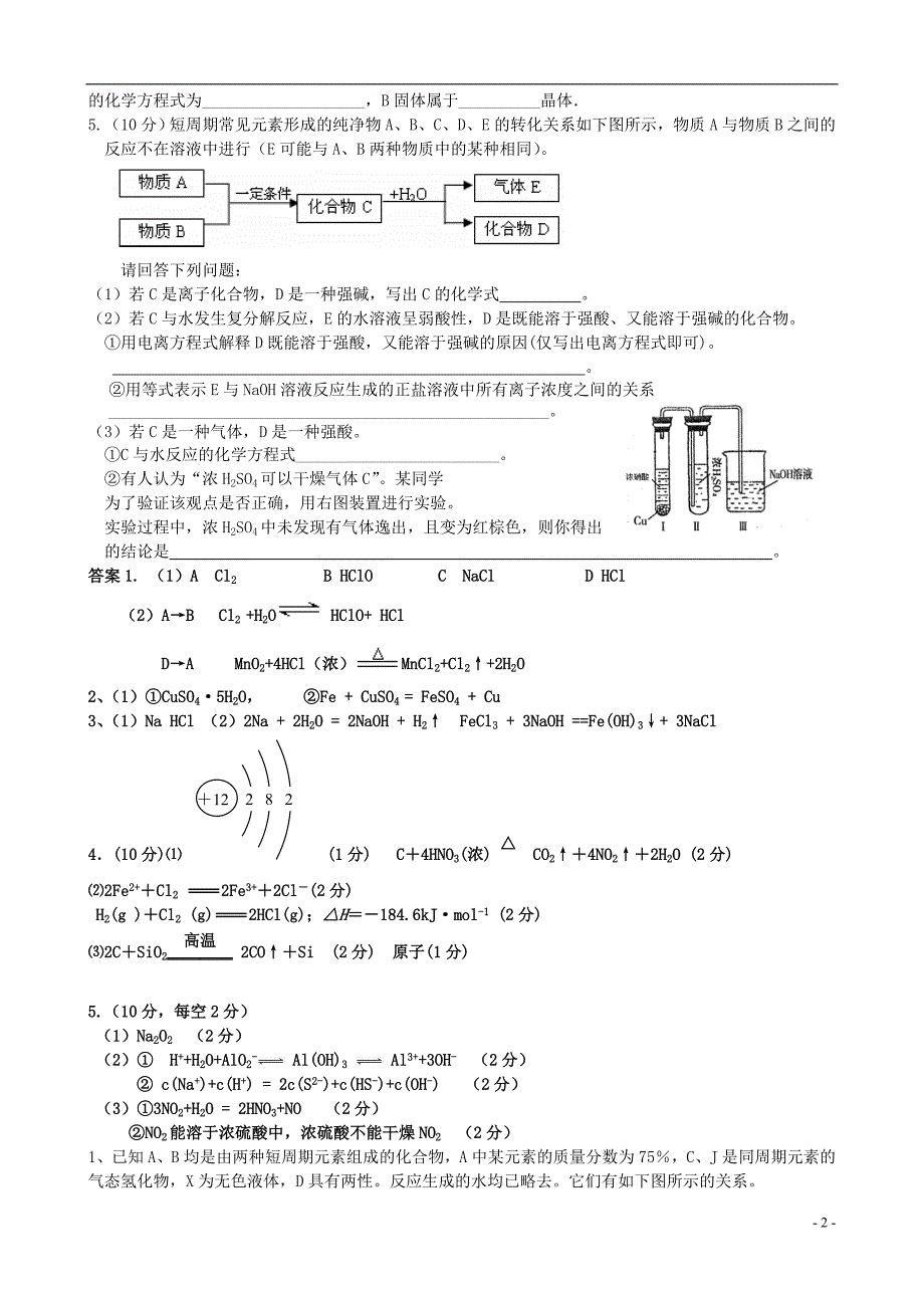 高中化学无机推断题集锦[1].doc_第2页