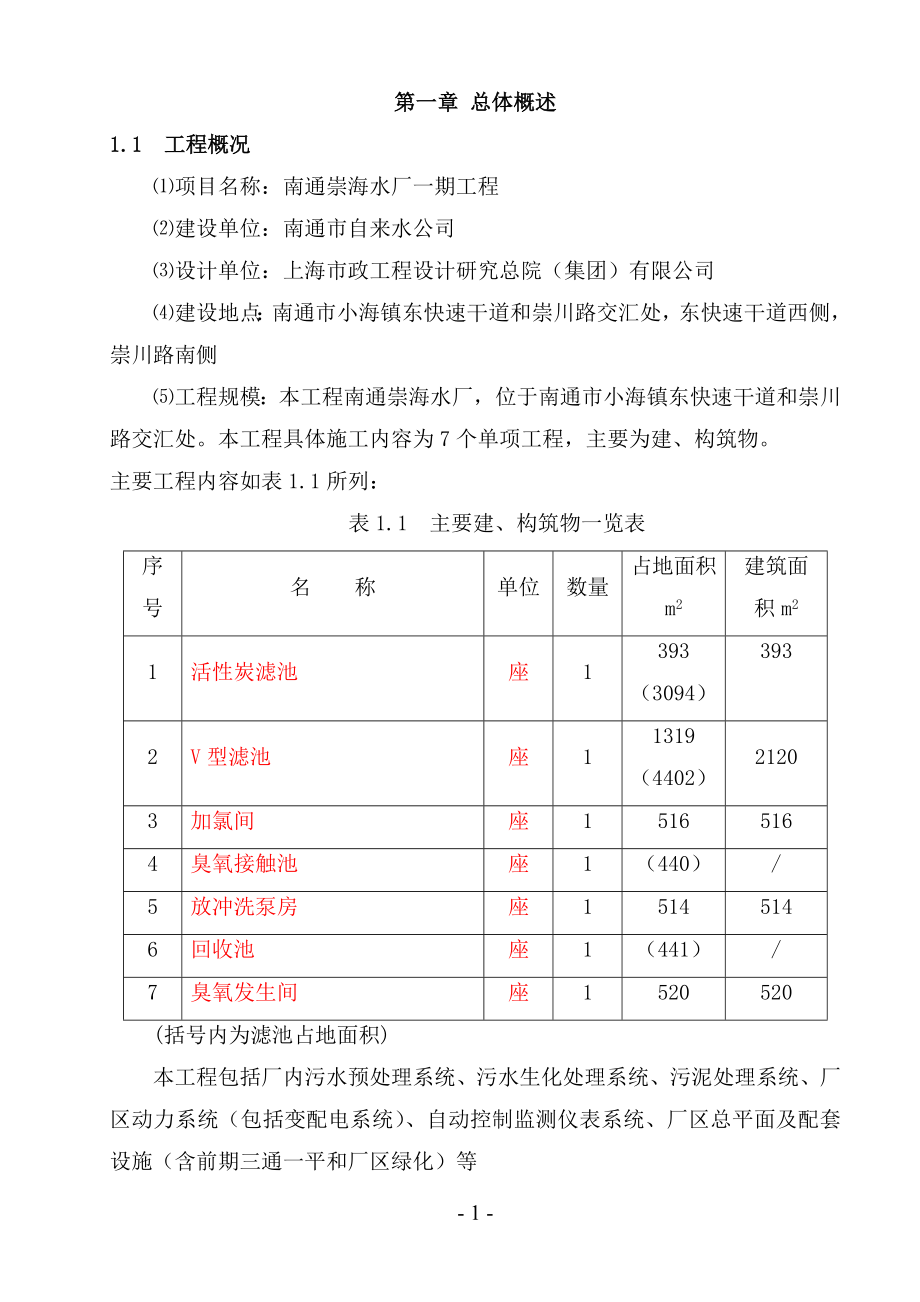 南通崇海水厂一期工程施工组织设计.doc_第1页