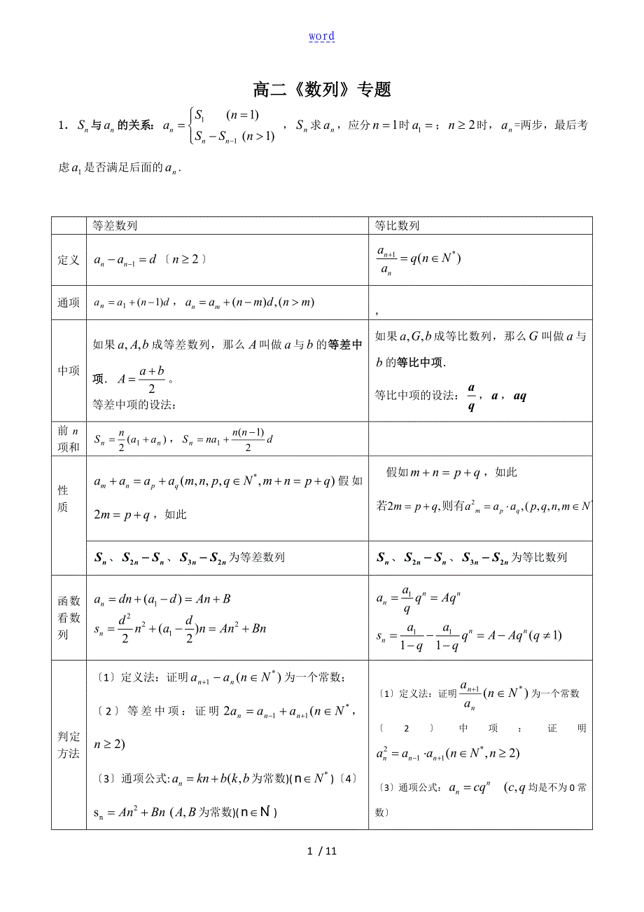 高二数学数列练习题(含问题详解)_第1页