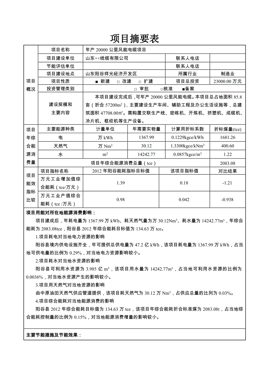 能风电缆生产项目节能评估报告.doc_第1页