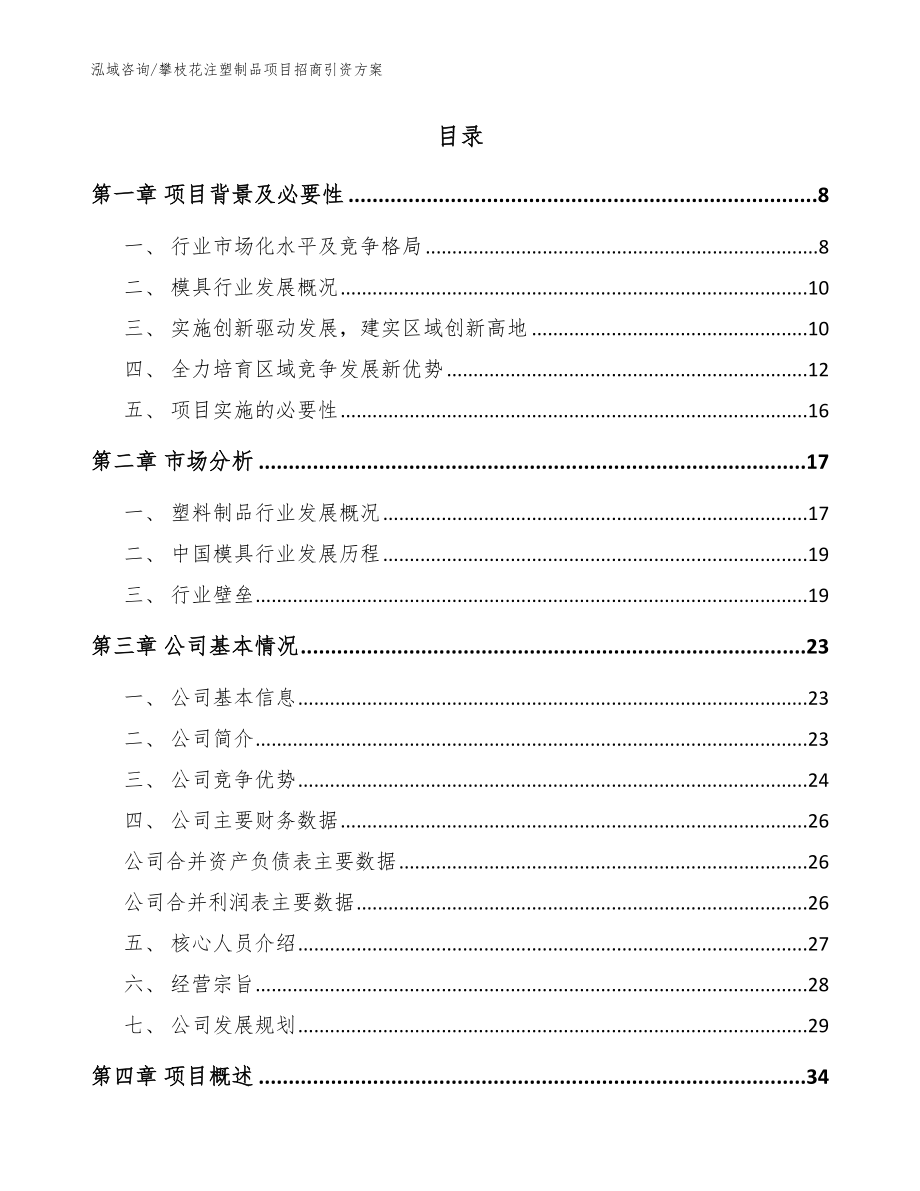 攀枝花注塑制品项目招商引资方案【范文参考】_第2页