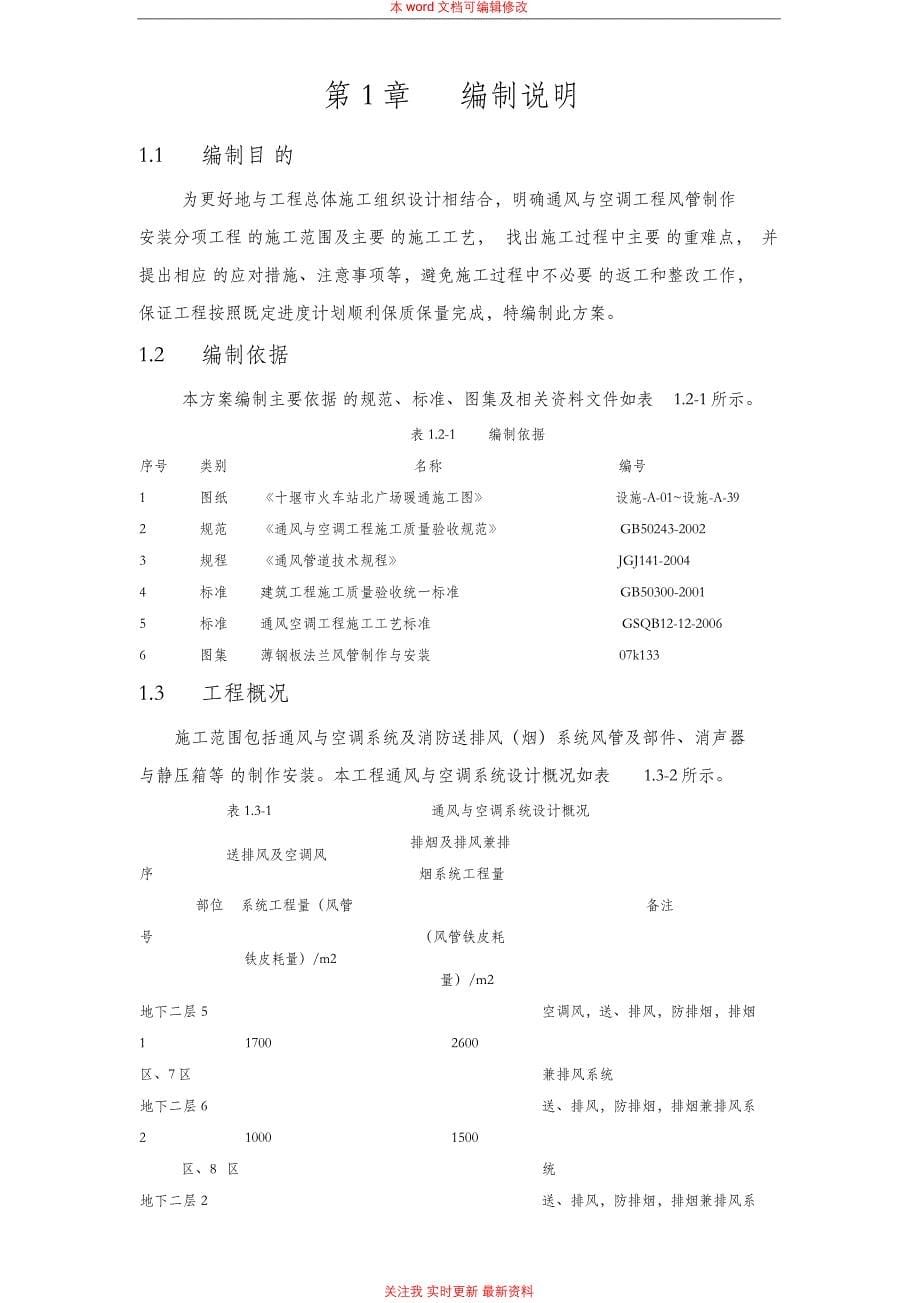 某项目通风空调风管制作安装施工方案_第5页