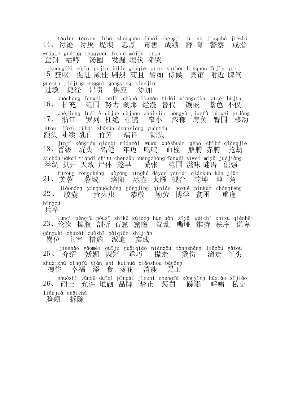 2020年部编版小学语文四年级下册生字词语_第2页