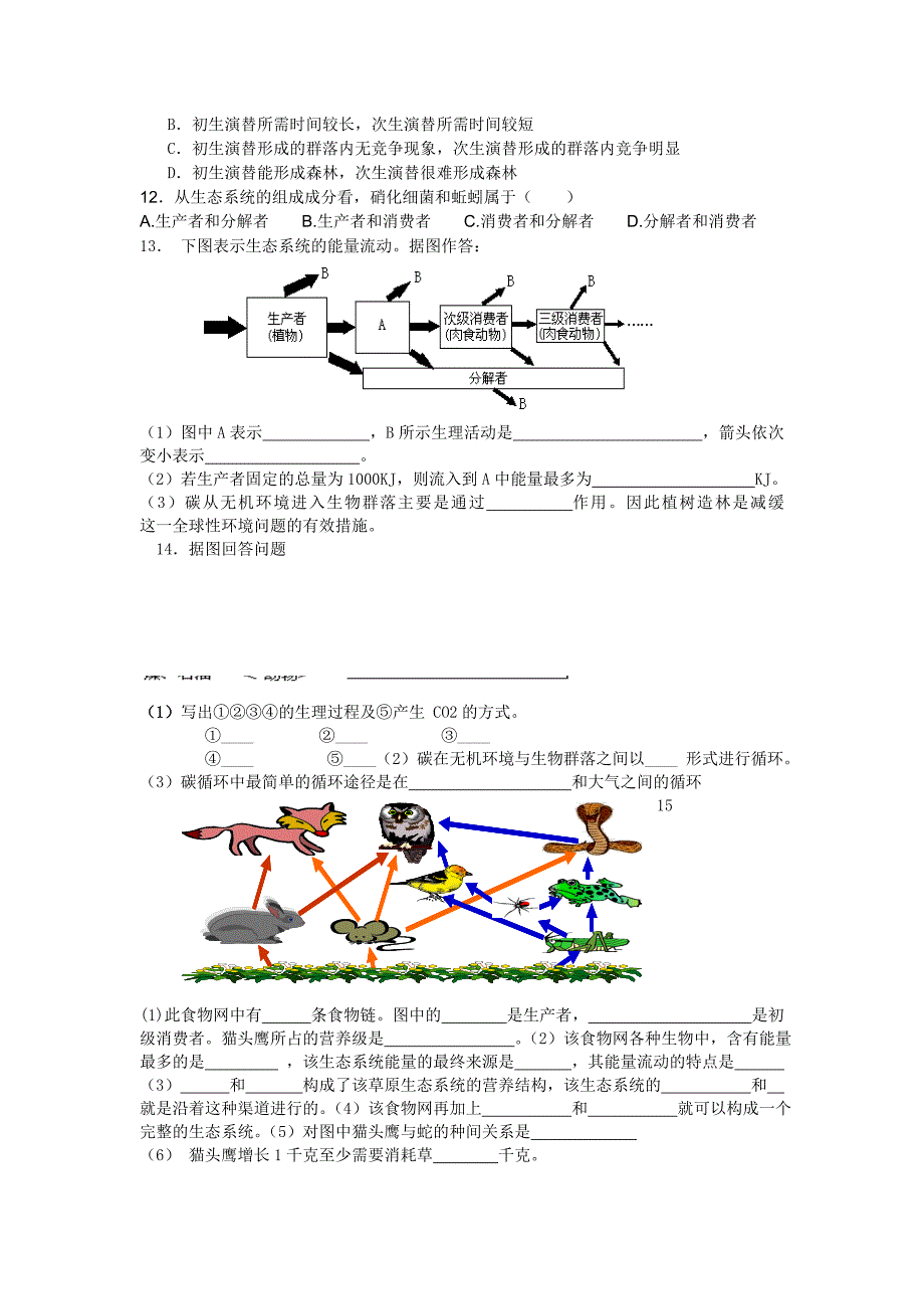 种群群落及生态系统基础回归练习_第4页