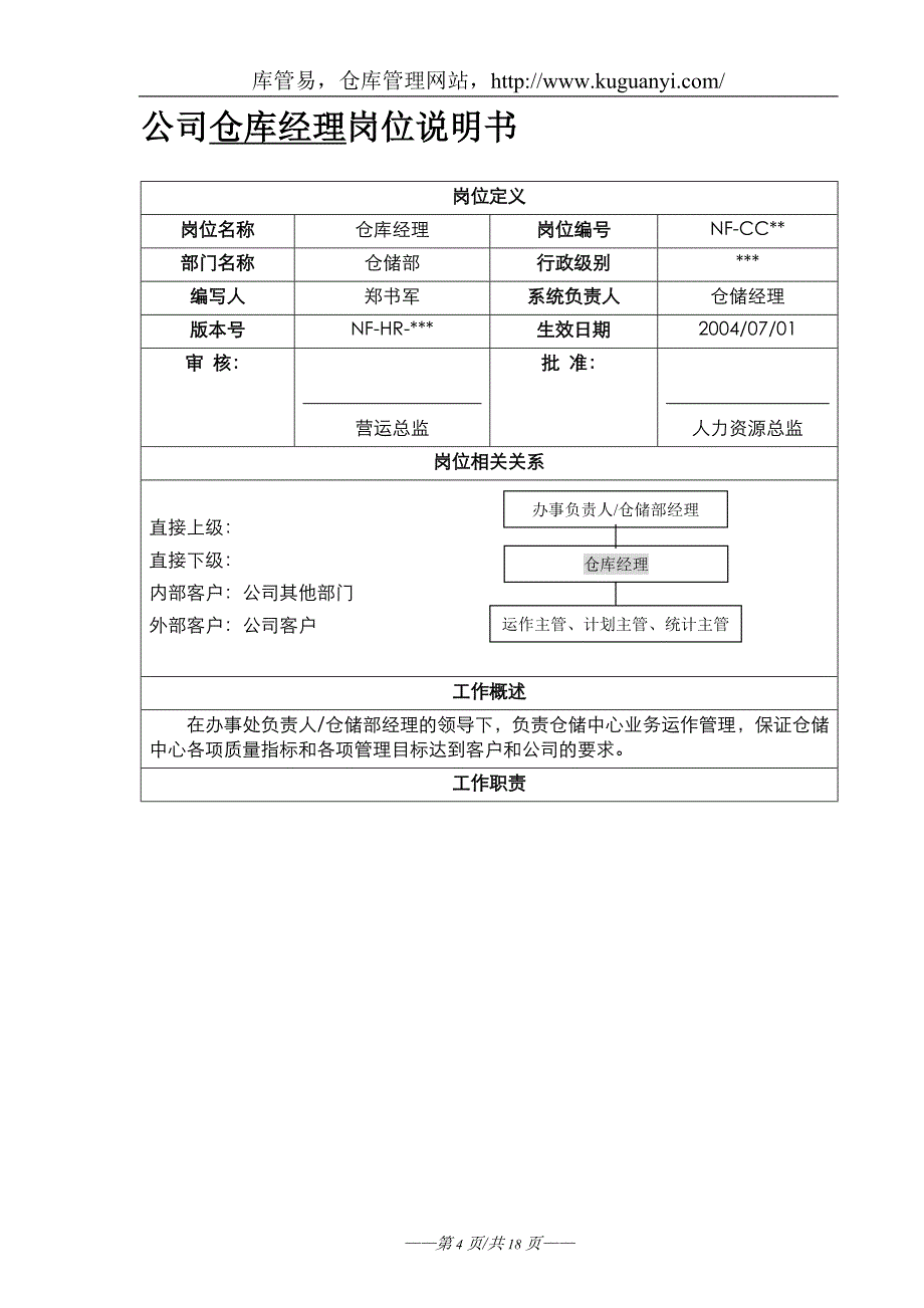 仓库各岗位说明书-仓库管理人员工作职责与绩效衡量指标.doc_第4页