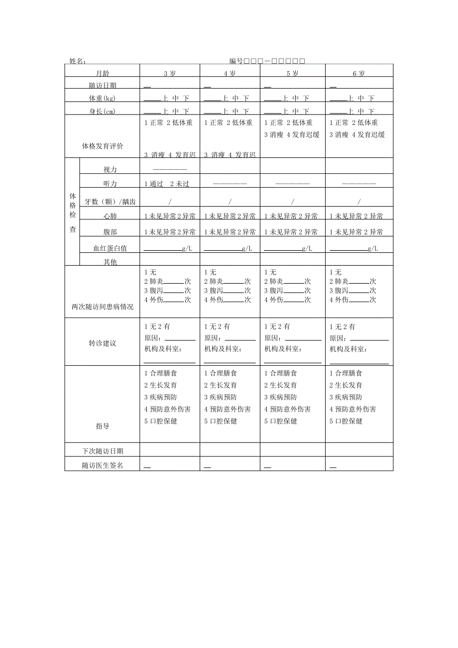 儿童入园体检表_第2页