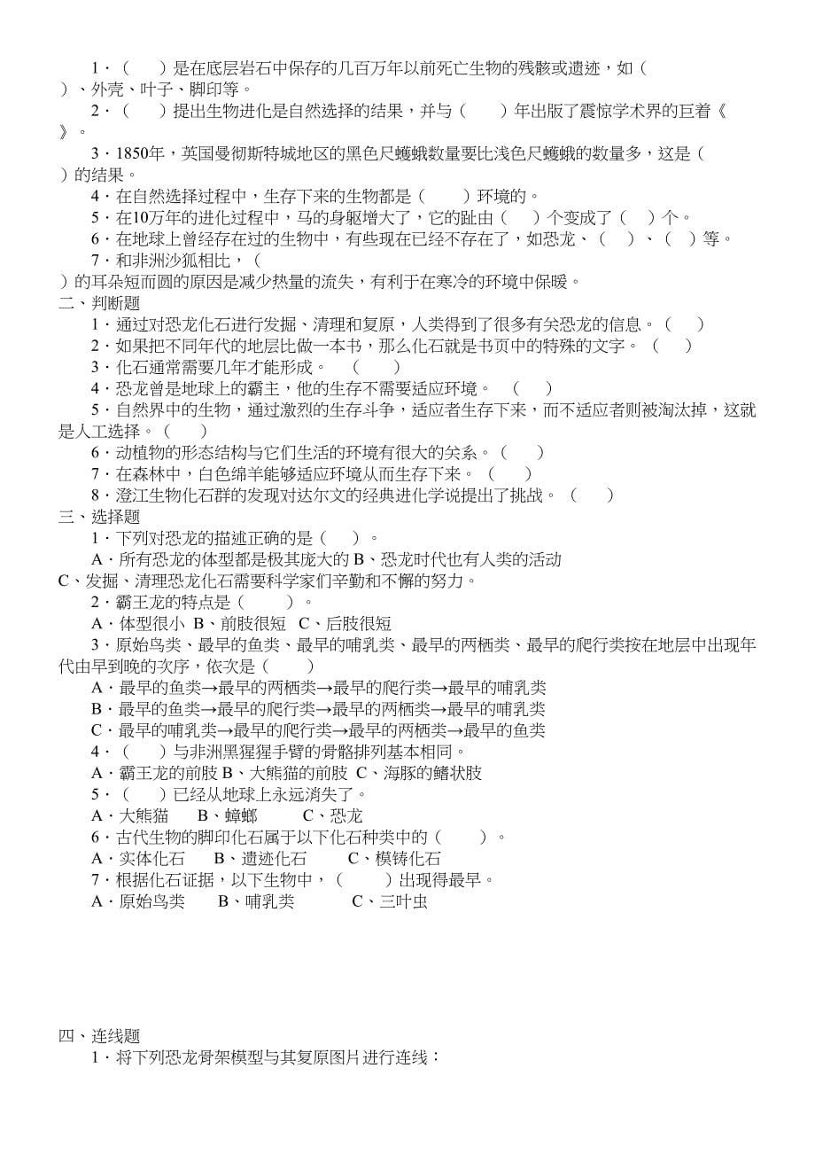 苏教版科学六年级下册单元测试题(附：答案)(DOC 19页)_第5页